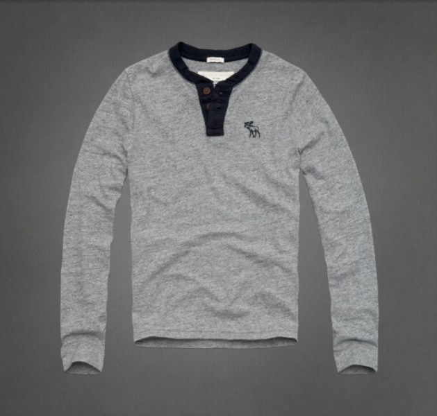 Abercrombie Fitch Hombres Ponte de pie de cuello Largo Remera AF6215